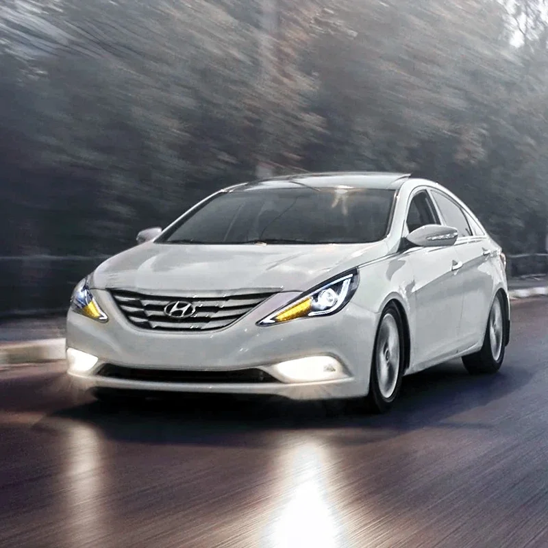 Car Styling Headlights For Hyundai Sonata 8th Gen 2011-2014 LED DRL Blue Start Animation Light Demon Eye Be-xenon Lens Headlamps - view 3