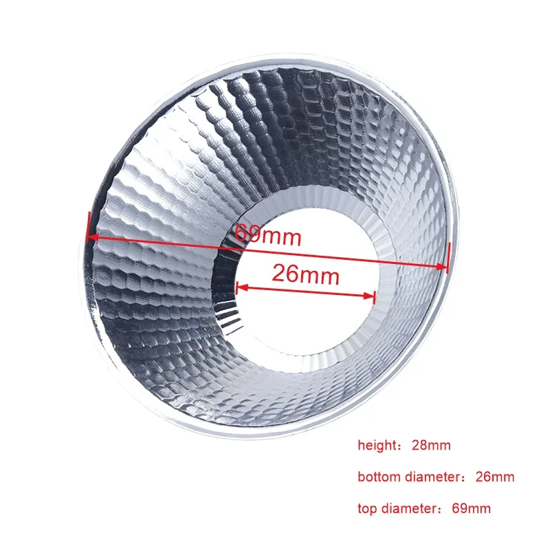 Diameter 69mm Height 28mm LED Hole 28mm Aluminum Reflector Flashlight LED Reflective Cup Reflector Bow