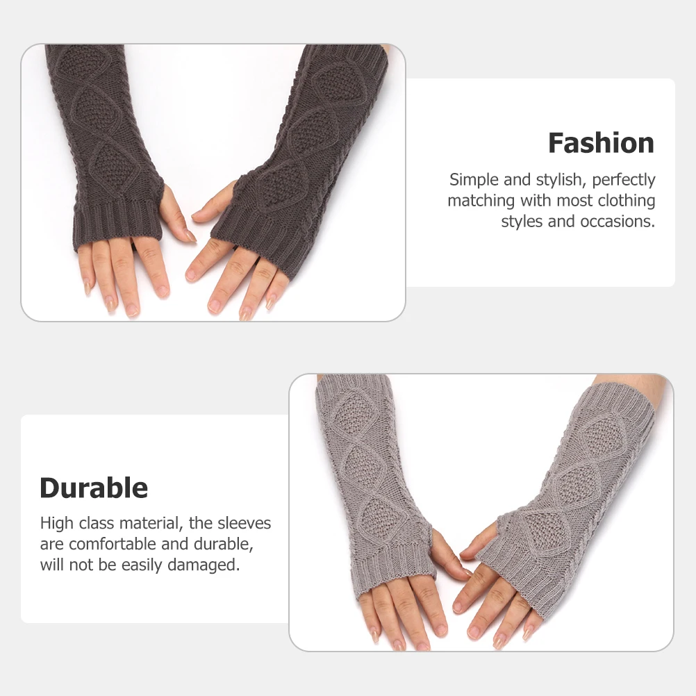 

4Pairs Winter Warm Knitted Arm Sleeves Half Finger Gloves Women Decor Cover Arm Warmers Sleeves to Cover Arms for Women