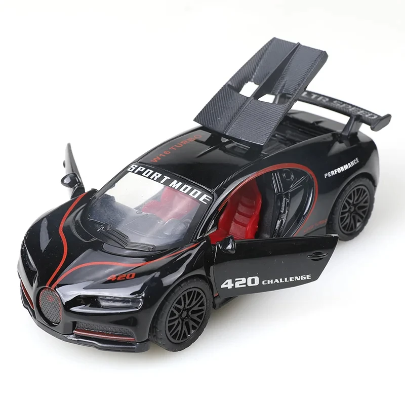 1:36 simulação liga super esporte carro bugati modelo de metal diecasts brinquedo puxar para trás 3 portas abertas crianças presentes