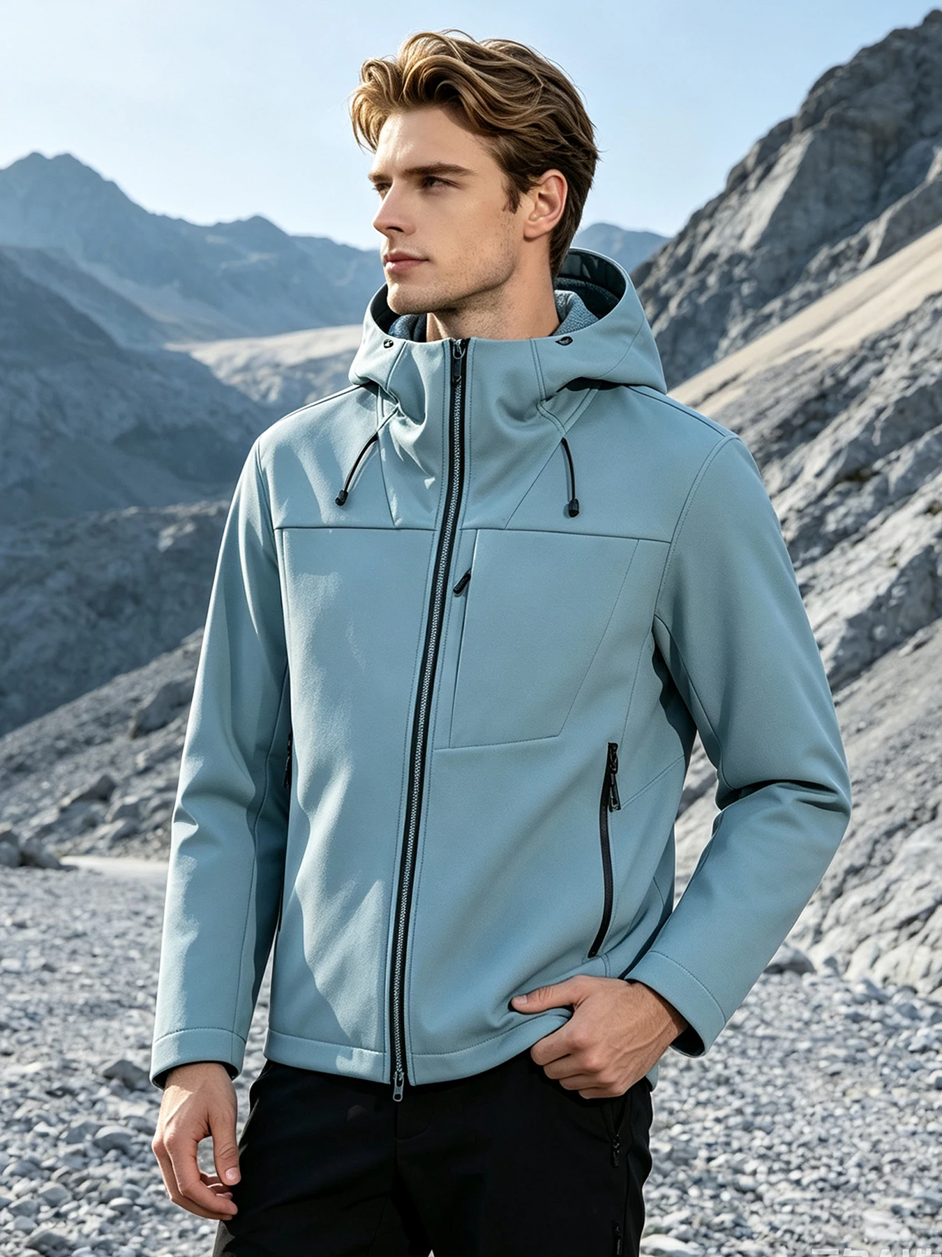 Herren Damen Wasserdichte Softshell-Jacke Winddichte Warme Fleece-Gefütterte Regenjacke Unisex Wander- Kletter- Trekking-Outdoor-Windbreaker – Detail 6