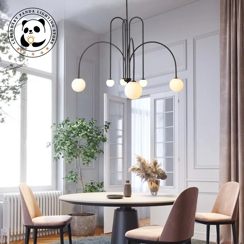 

Nordic Minimalist Chandelier Personality Metallic Luster Ceiling Chandelier Living Room Restaurant Study Clothing Store Fixtures