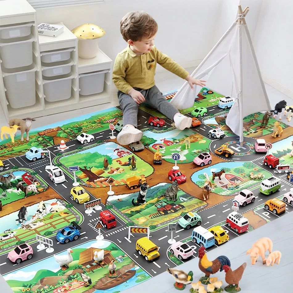 Kids Play Mats Children Farm Game Map Toy Car Animal Doll Educational Toys for Boys and Girls Fun Children Toys Kids Play