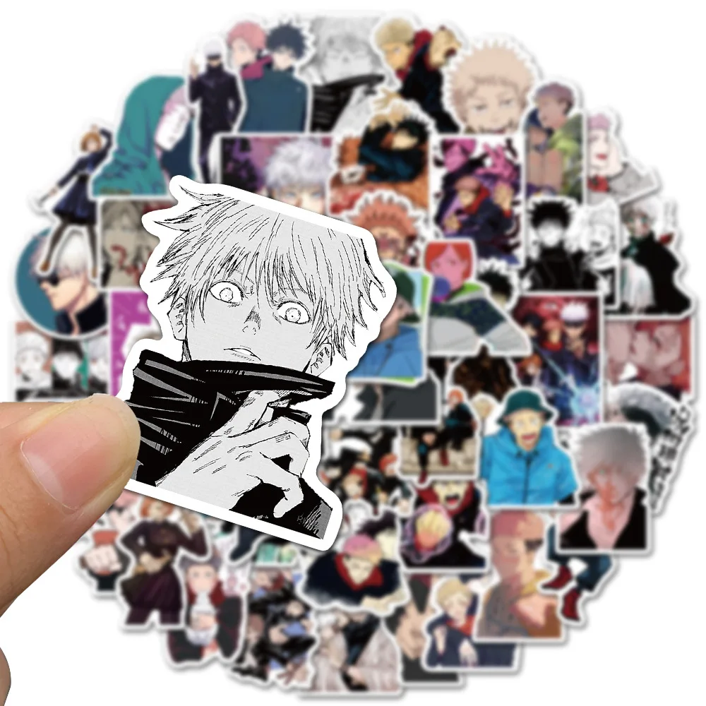 50Pcs Cartoon Jujutsu Kaisen Stickers DIY Laptop Skateboard Kids Cool Sticker Itadori Yuji Satoru Gojo Anime Decal Toys - view 3