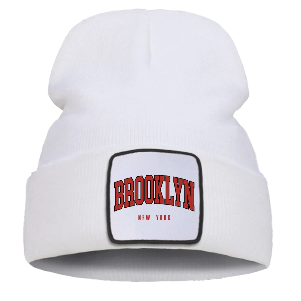 Brooklyn New York Red Letter Hat Men'S Caps Vintage Cotton Harajuku Streetwear Winter Women'S Knitted Beanie Hats Versatile Warm