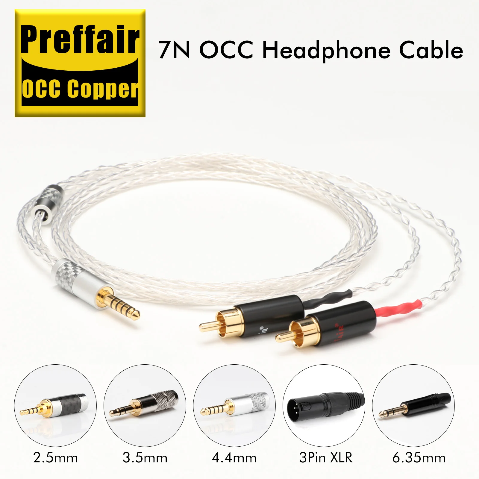 Cable RCA Preffair E501, Cable de Audio Estéreo HiFi de 4.4mm a 2RCA Macho para Amplificadores, Cable de Audio para Cine en Casa