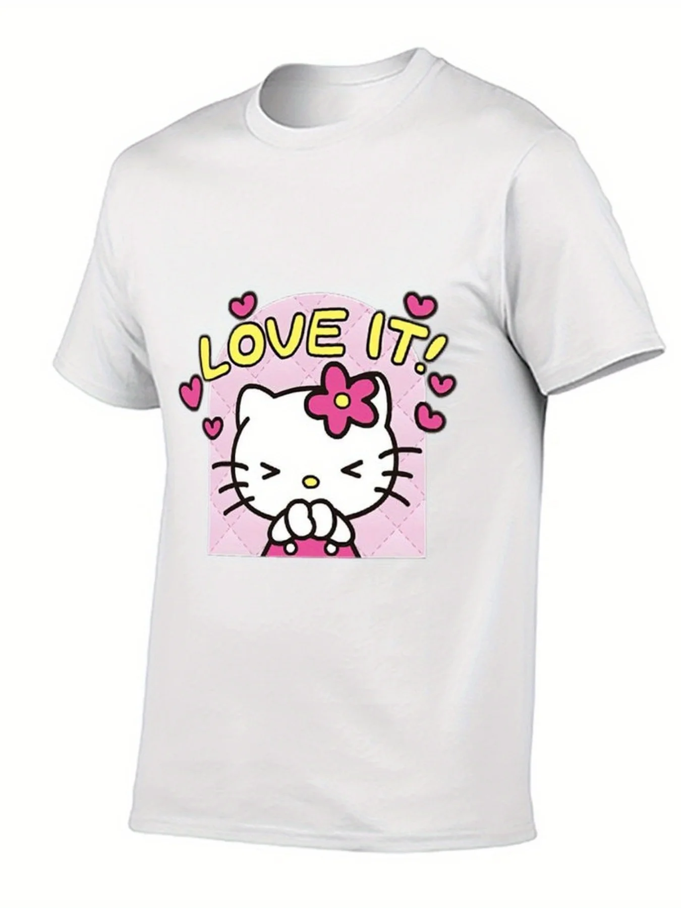 

Hello Kitty Graphic Printing Summer Autumn Winter Cotton Men's and Women's T-Shirts Short Sleeves Luxury Outdoor Sports Brand