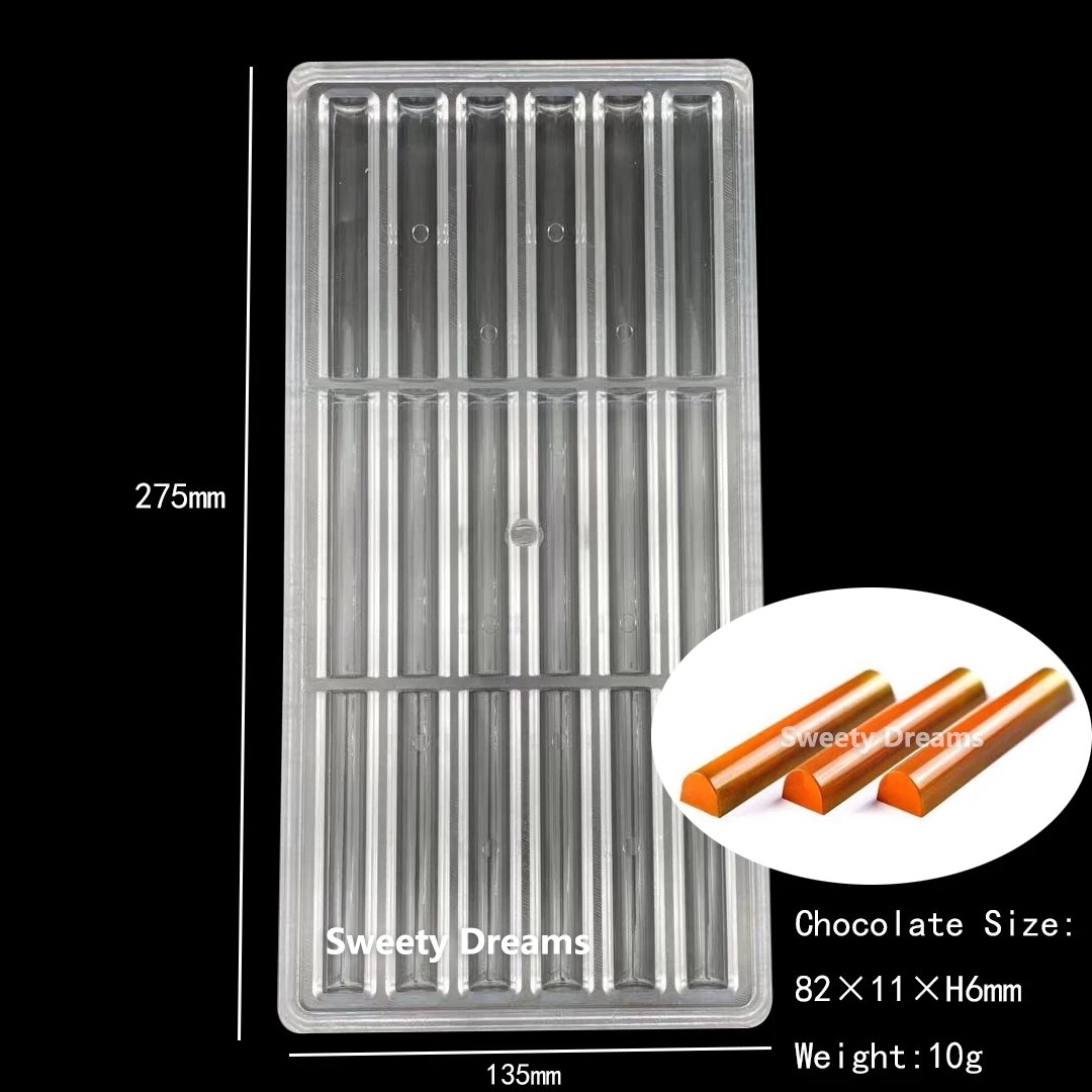 3D Cylinder Stick Polycarbonate Chocolate Bar Moulds Form for Bakery Baking Mold Pastry Candy Cake Tools