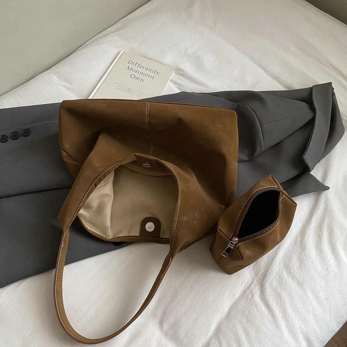 حقيبة يد هوبو من ليفتسايد تريند للنساء حقائب يد ومحافظ جلدية عصرية من البولي يوريثان محفظة كتف نسائية للاستخدام اليومي في الخريف #6