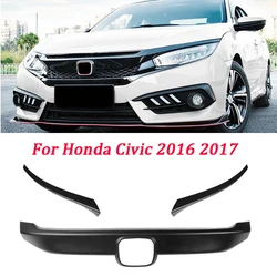 High Quality Black Brightness Carbon Fiber Grille Decoration 2016 2017 FOR Honda Civic grille trim headlight eyebrow