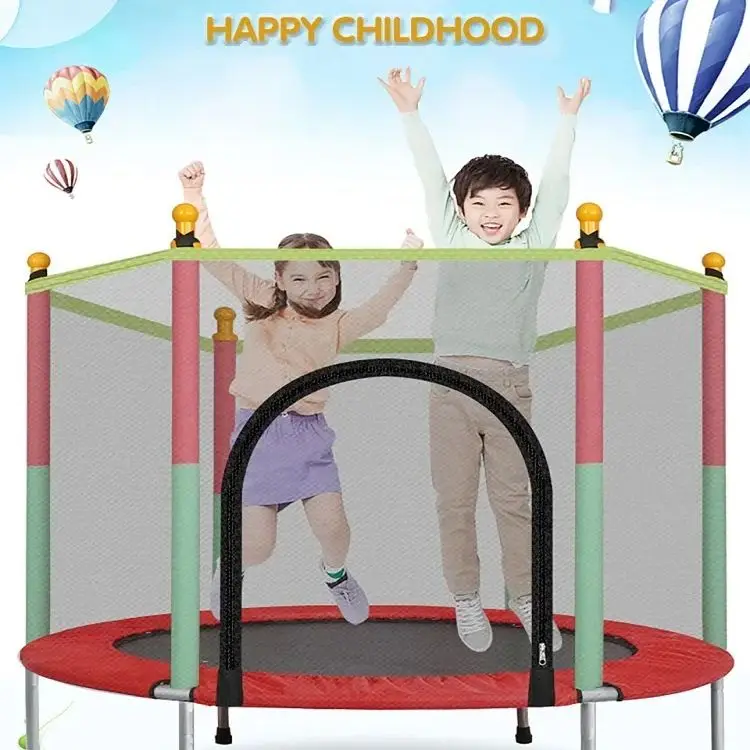 

New Trampoline for Children Exercise Trampoline with Protective Net Equipped Indoor Sports Entertainment Support 100 KG