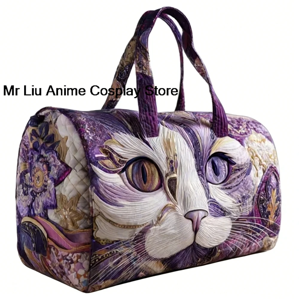 3D GF Cartoon Animals Cat Eyes Pattern Quilted Duffle Bag Custom Travel Tote Women Men Weekender Bag