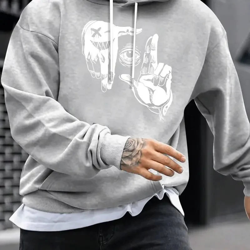 السترة الرجالية الجديدة لربيع وخريف 2025 هي طباعة عين إيماءة ثلاثية الأبعاد عصرية ناعمة ومريحة