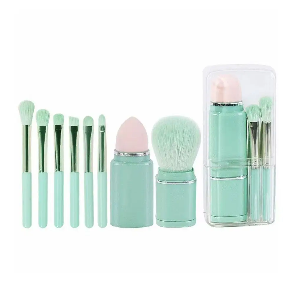 8 In 1 Portable Retractable Blusher Brush Eye Shadow Concealer Mini Makeup Brushes Set Beauty Cosmetic Tools With Storage Box