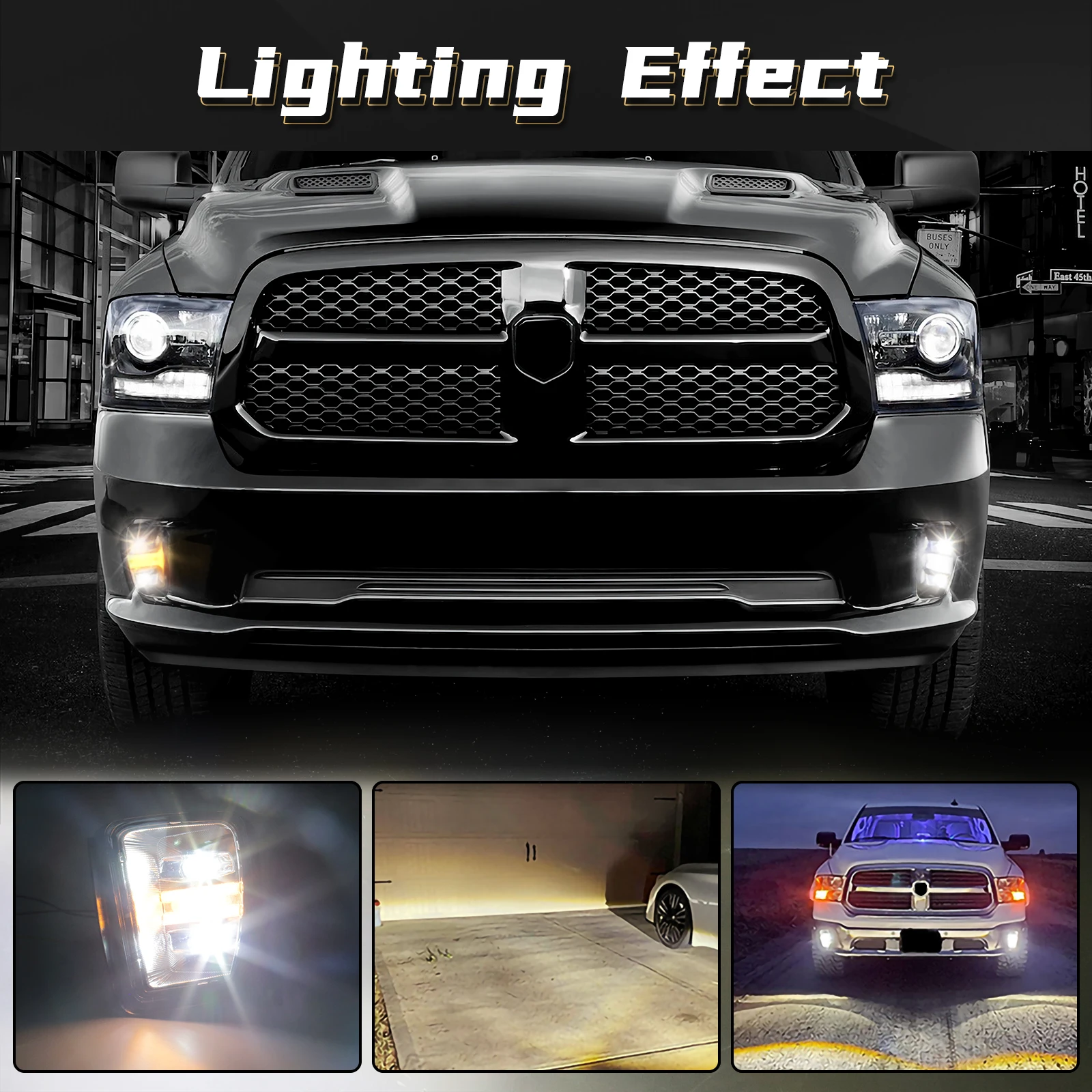 LED Fog Lamp Daytime Running Lights For Dodge Ram 1500 2013 2014 2015 2016 2017 2018 DRL Turn Signal White Yellow Car Accessoies