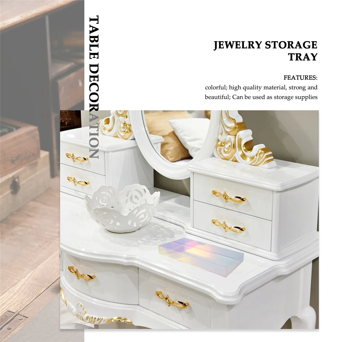 Bandeja De Copo De Água Acrílica Transparente Bandeja De Armazenamento De Jóias De Xícara, Cor Simples Criativa Bandeja Decorativa De Sobremesa