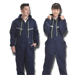 Working Hooded Coveralls Raincoat Overalls Dust-proof Paint Spray Clothing Hood Protective Safety Reflective Work Clothes