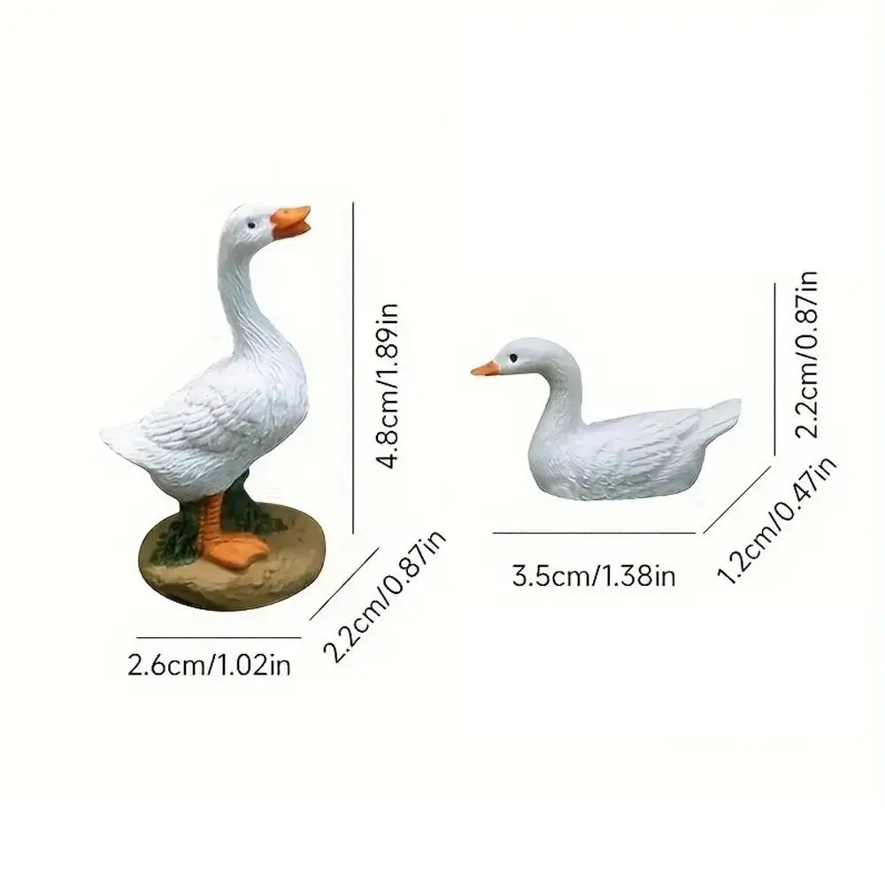 Miniaturki kaczek, urocze mini figurki kaczek, rękodzieło z żywicy, ręcznie robione białe ozdoby kaczki, delikatne dekoracje do mikrokrajobrazu, dekoracja na biurko