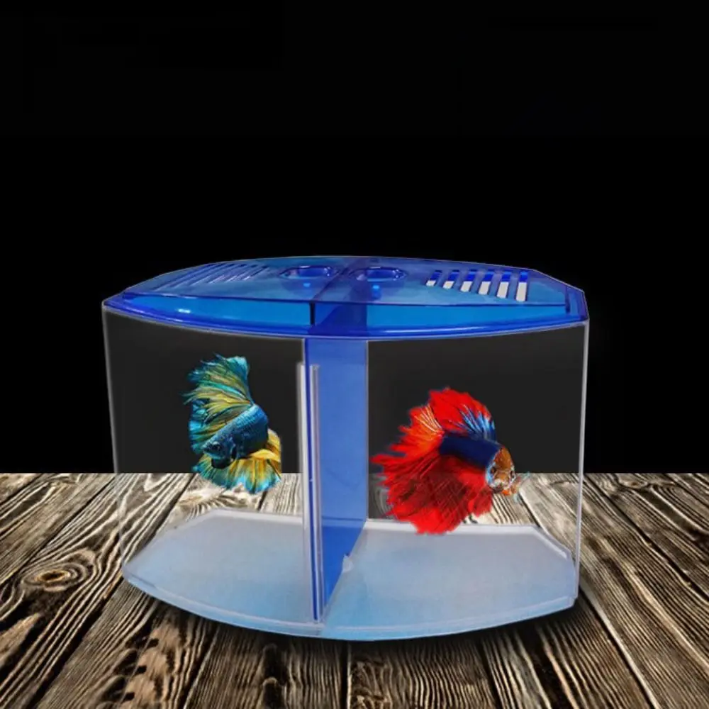 Transparent Betta Fish Tank, Double-grid Rhombus Guppy Aquarium, Hatching and Breeding Isolation Box