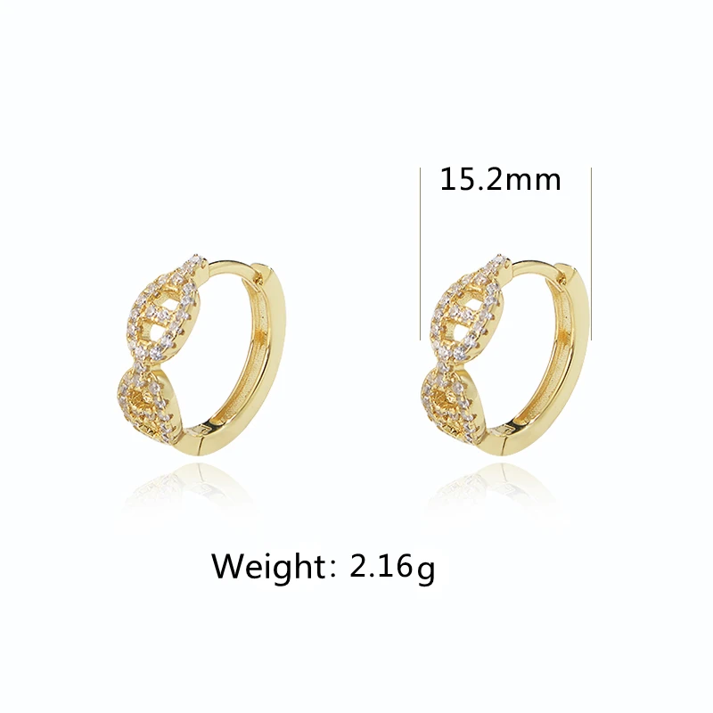 personalized designer Pig nose earrings 925 Sterling silver 14k gold plated bling Cubic Zirconia Huggie Earrings for women girls