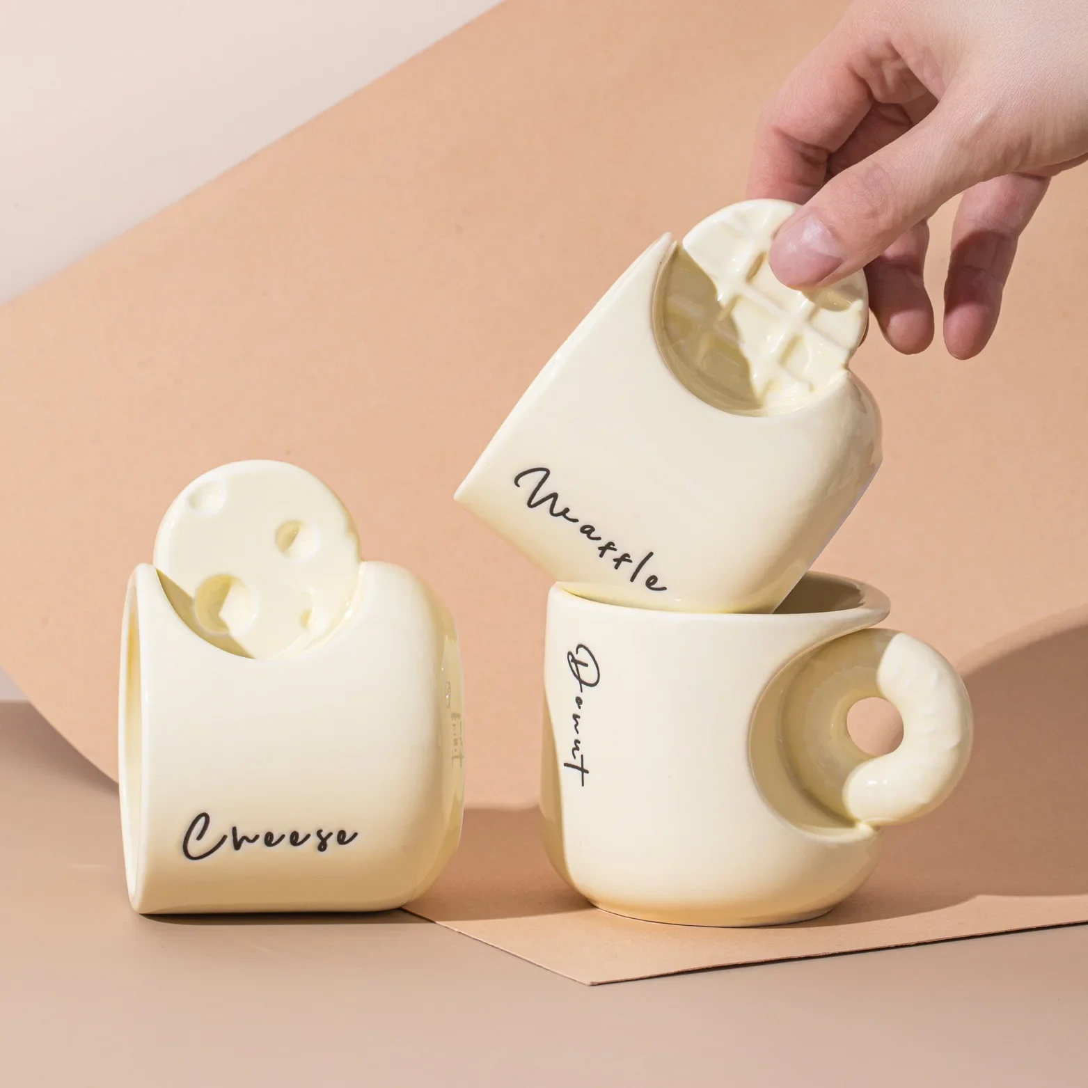 Creative Cream English Letters Waffle doughnut Cheese cookie Ceramic mug Home Kitchen personalized coffee mug