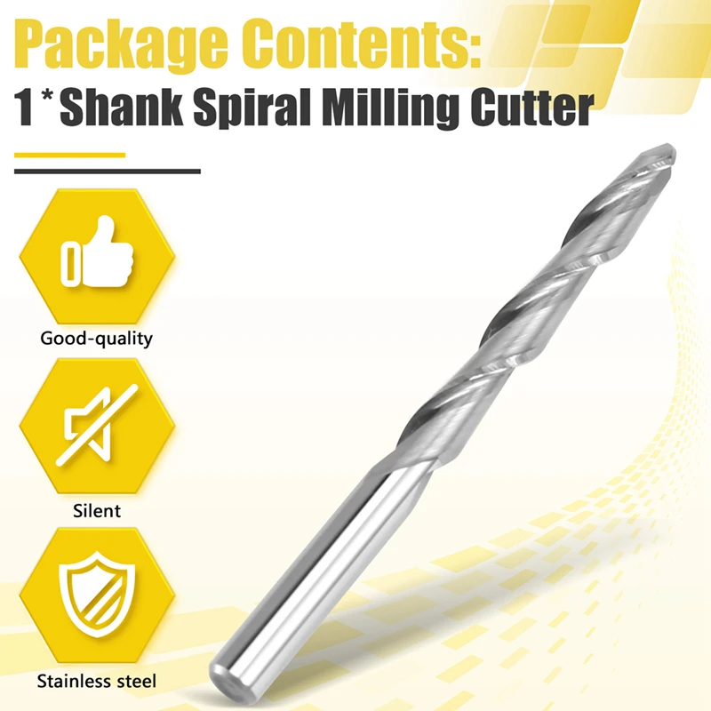AT51-2PCS 4X28x50mm Shank Spiral Milling Cutter CNC Engraving Carving Router Bit For Woodworking Tool