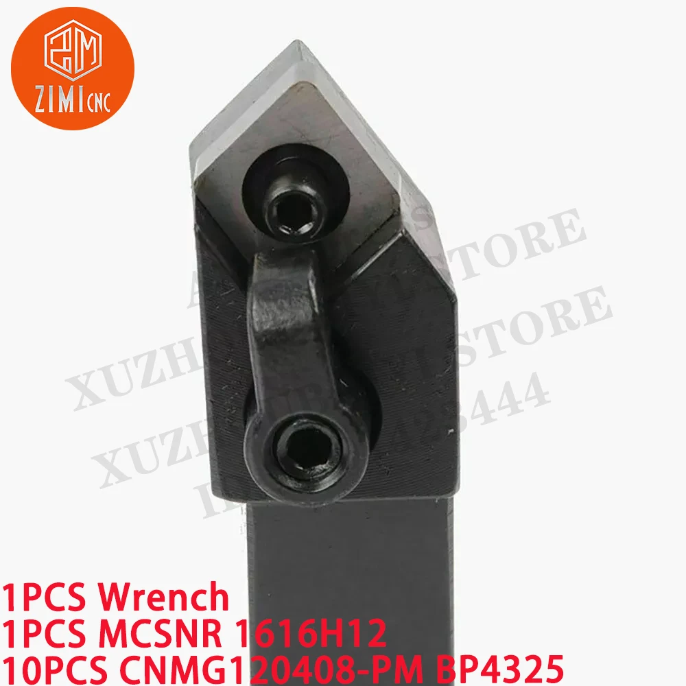 1 قطعة MCSNR1616H12 16 مم حامل أداة تحويل من كربيد المخرطة + 10 قطع CNMG120408-PM إدخالات كربيد CNC أدوات قطع ميكانيكية معدنية
