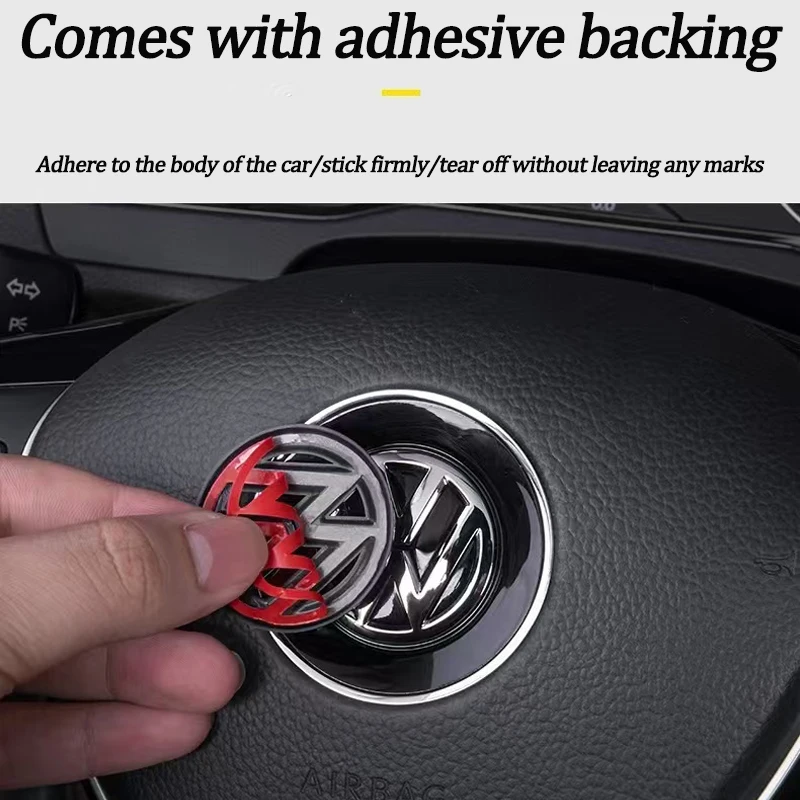 ABS Carbon Fiber Pattern Volkswagen Steering Wheel Label Sticker Badge For Volkswagen VW RLine Golf Amarok T5 T4 Phaeton Touran