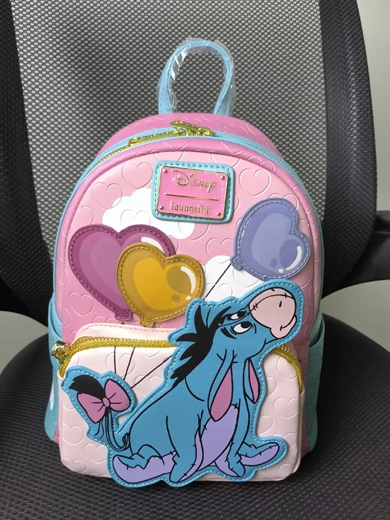 Ensemble sac à dos et portefeuille Disney Eeyore, joli sac ballon en forme de cœur de dessin animé pour femmes et filles, cadeau de sac à dos décontracté à la mode