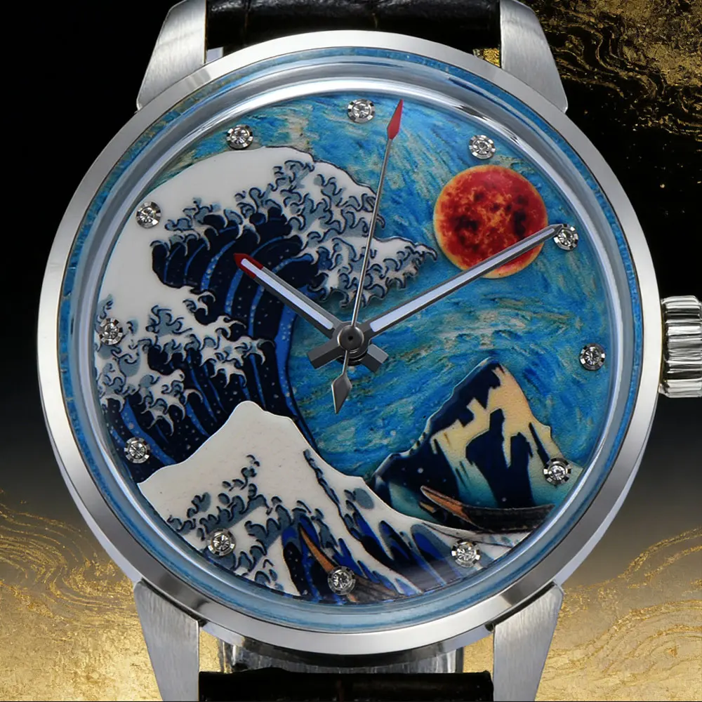 

42mm Men's watch MIYOTA8215 automatic mechanical movement Kanagawa element all-luminous dial men's watch