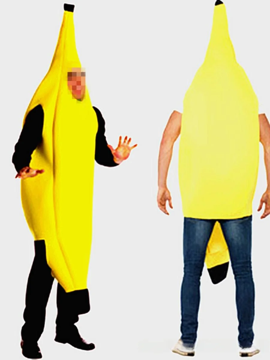 New loween Funny Banana Suit Performance Clothes for Singles Day Adult Par Cosite Material Fruit Costume
