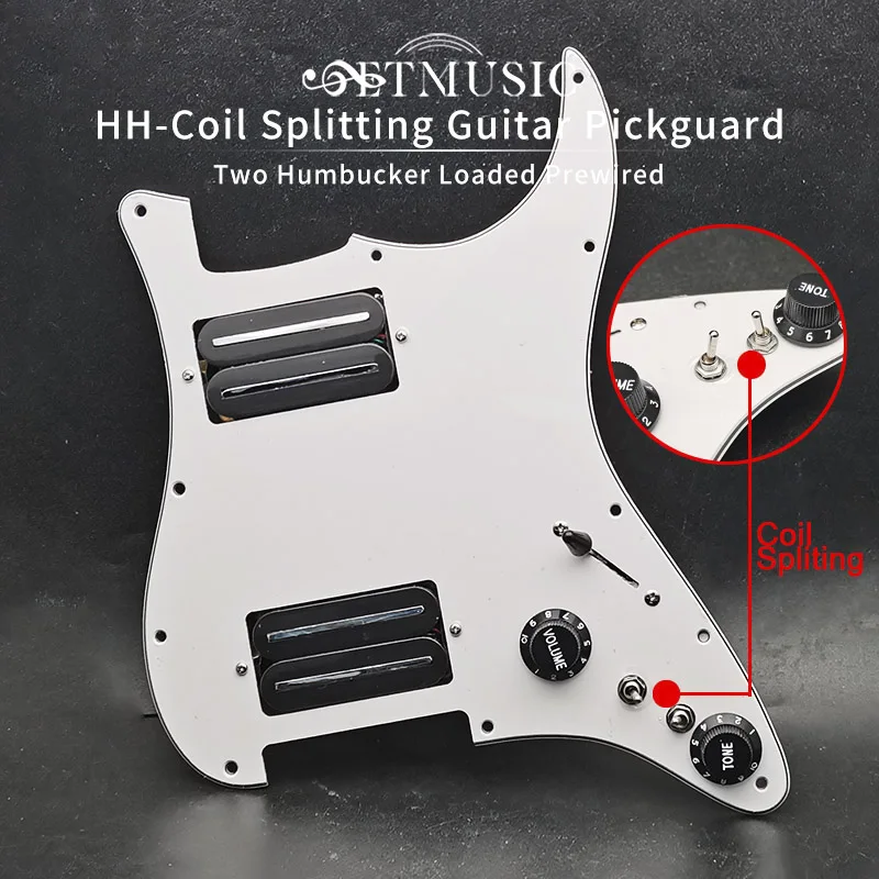 

Two Humbucker Loaded Prewired Scratchplate HH Coil Splitting Electric Guitar Pickguard Two Blade Style High Output 15K Pickguard