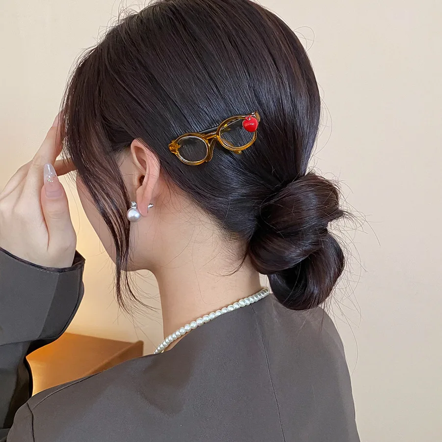 Apple Glasses Hair Clip for Women Girl Cute Side Duckbill Clip Hairpins New Fashion Versatile Hair Accessories Gift Christmas M view 5
