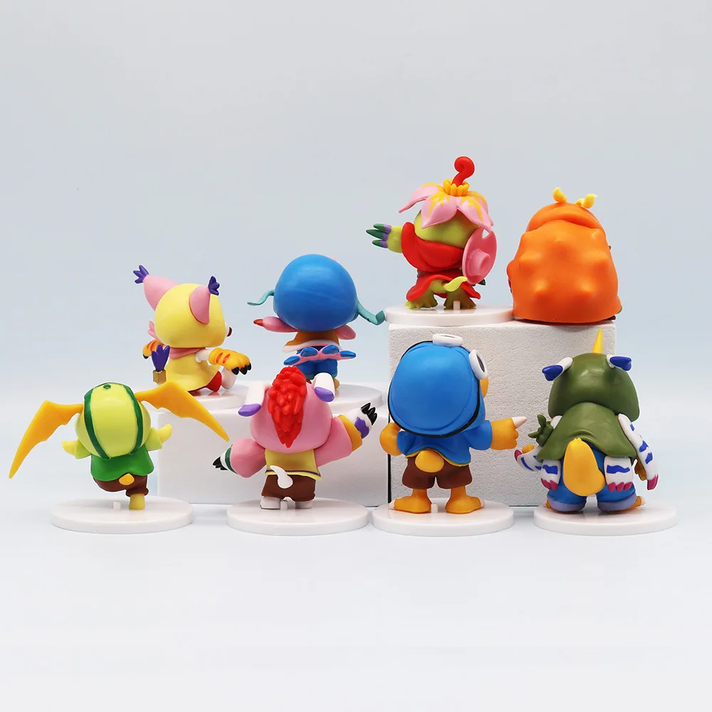 8 sztuk/paczka Digimon Adventure 6-8cm figurka Agumon Tailmon Gabumon Tentomon nosić ubrania Anime ozdoby lalki