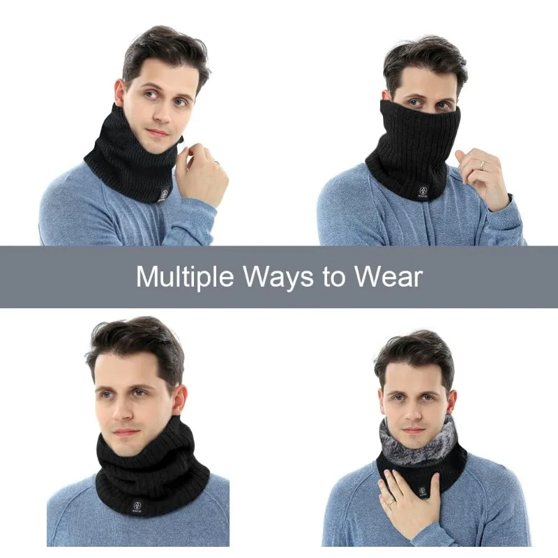ثلاثة ألوان سميكة لتدفئة الرقبة المقاومة للبرودة، وشاح للرقبة منسوج ناعم عصري، قناع وجه للجنسين للتزلج على الجليد في الشتاء والجري #5