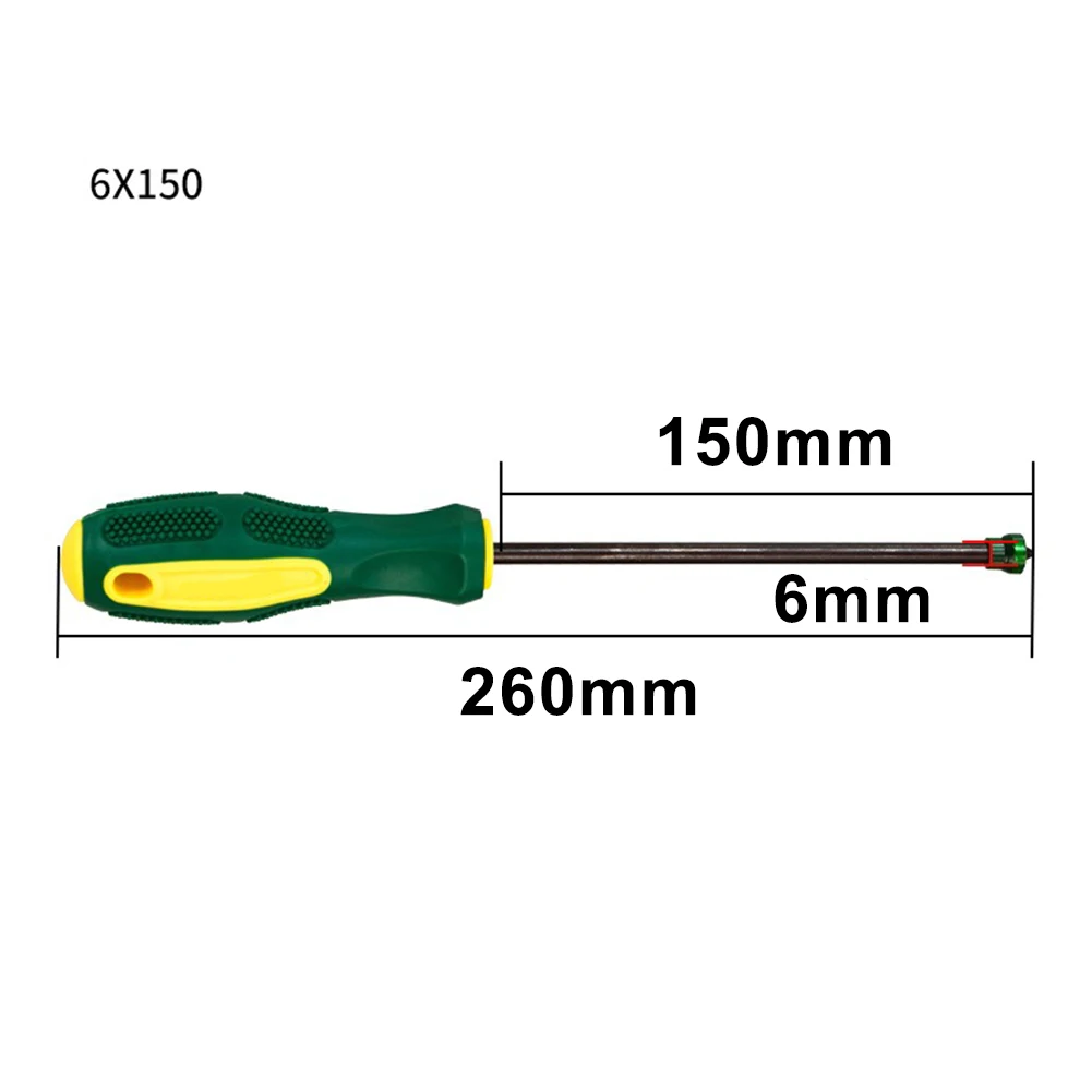 Destornillador cruzado alargado magnético de 6mm de diámetro, con mango de goma de bobina magnética, herramientas de reparación de seguridad aisladas, 1 Uds.