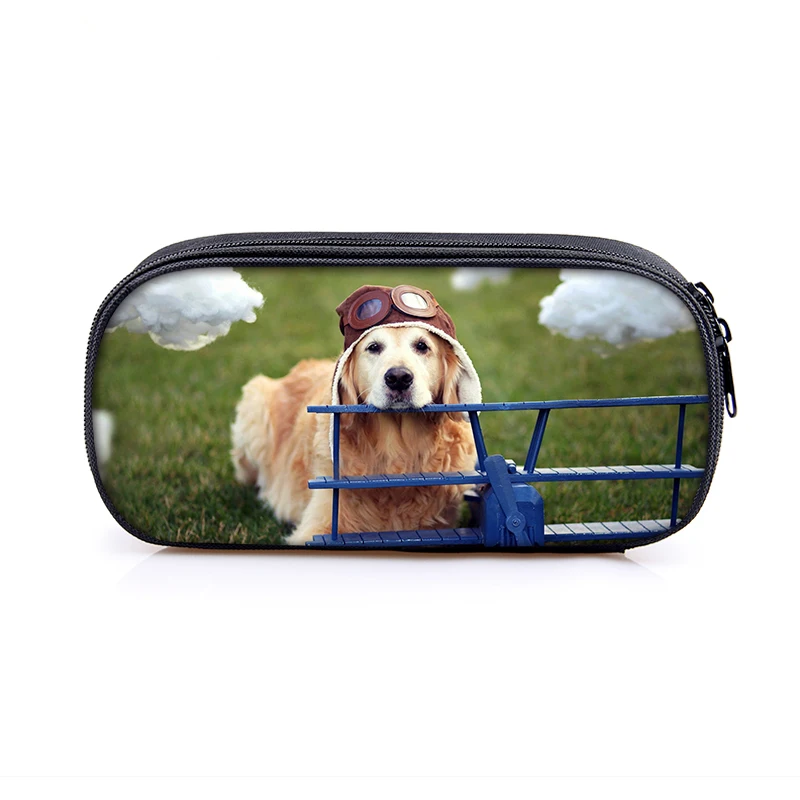 Golden Retriever / Labrador / Pomeranian Print Pencil Bag Cute Dog Cosmetic Cases Boy Girl Pencil Box Teenager School Supplies