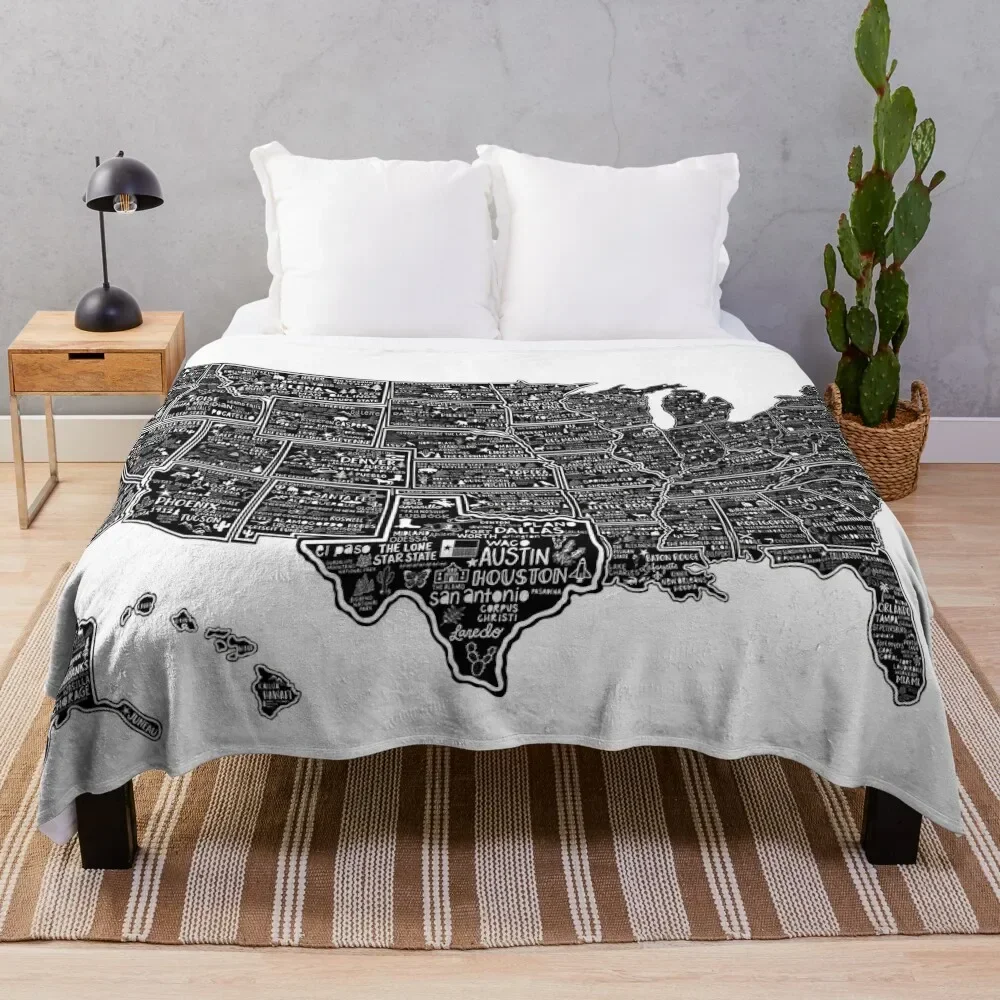 

United States Map Throw Blanket Thermals For Travel manga Plaid warm winter Blankets