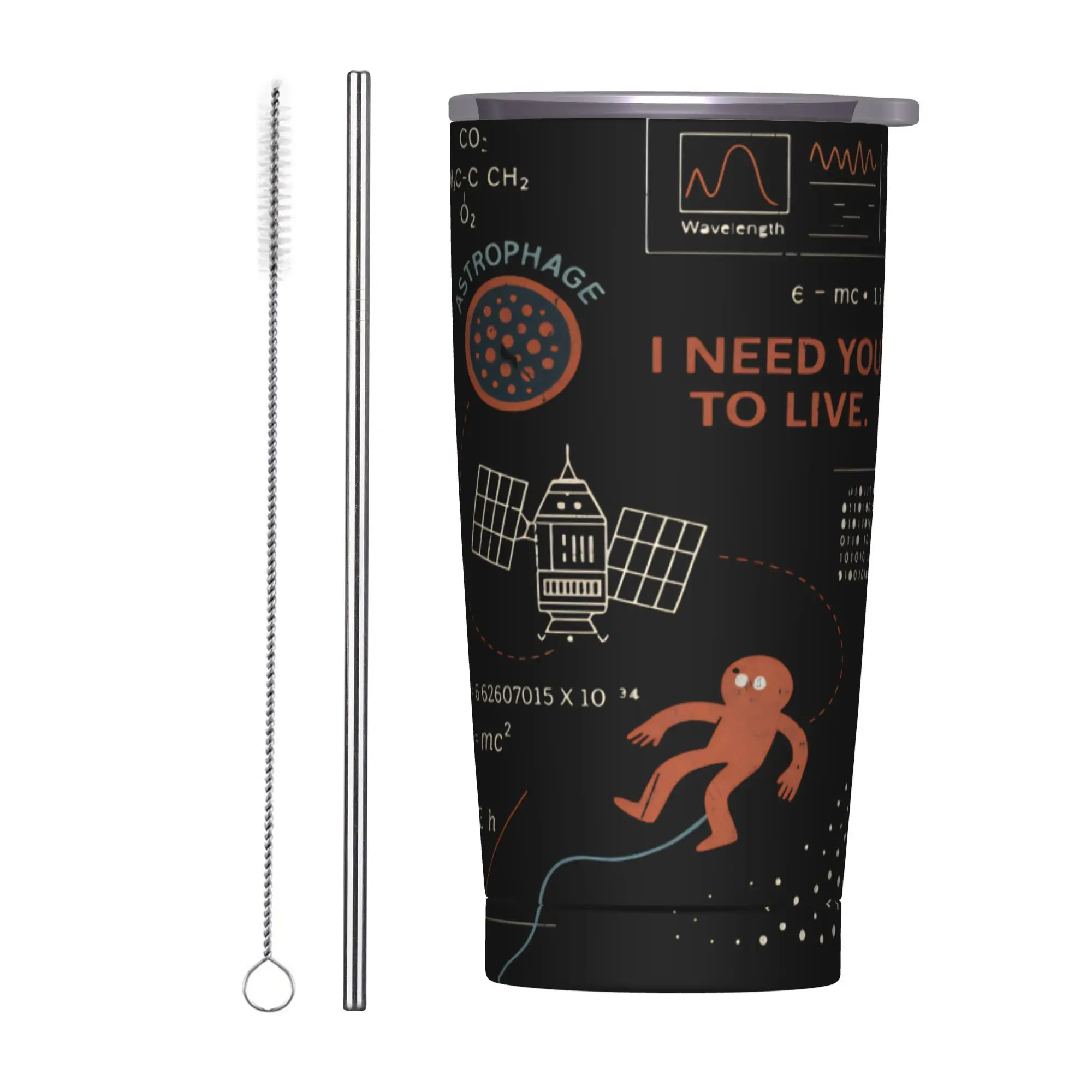 Project Hail Mary Andy Weir Book  Insulated Tumbler with Straws  Vacuum Thermal Mug Outdoor Travel Car Bottle Cup, 20oz