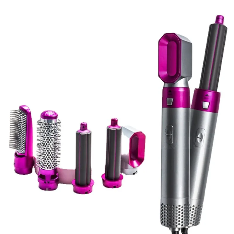 Hot Air Brush 5 in 1 เครื่องเป่าผมแปรงไอออนลบที่ถอดออกได้เครื่องเป่าผม Styler Air Culer Wand ผม Straightener แปรง Blow