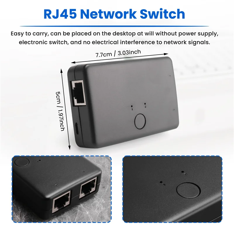 A42Z-Mini Switch Box di rete Hub Lan Rj45 a 2 porte Adattatore Internet Ethernet per computer Switch splitter Rj45