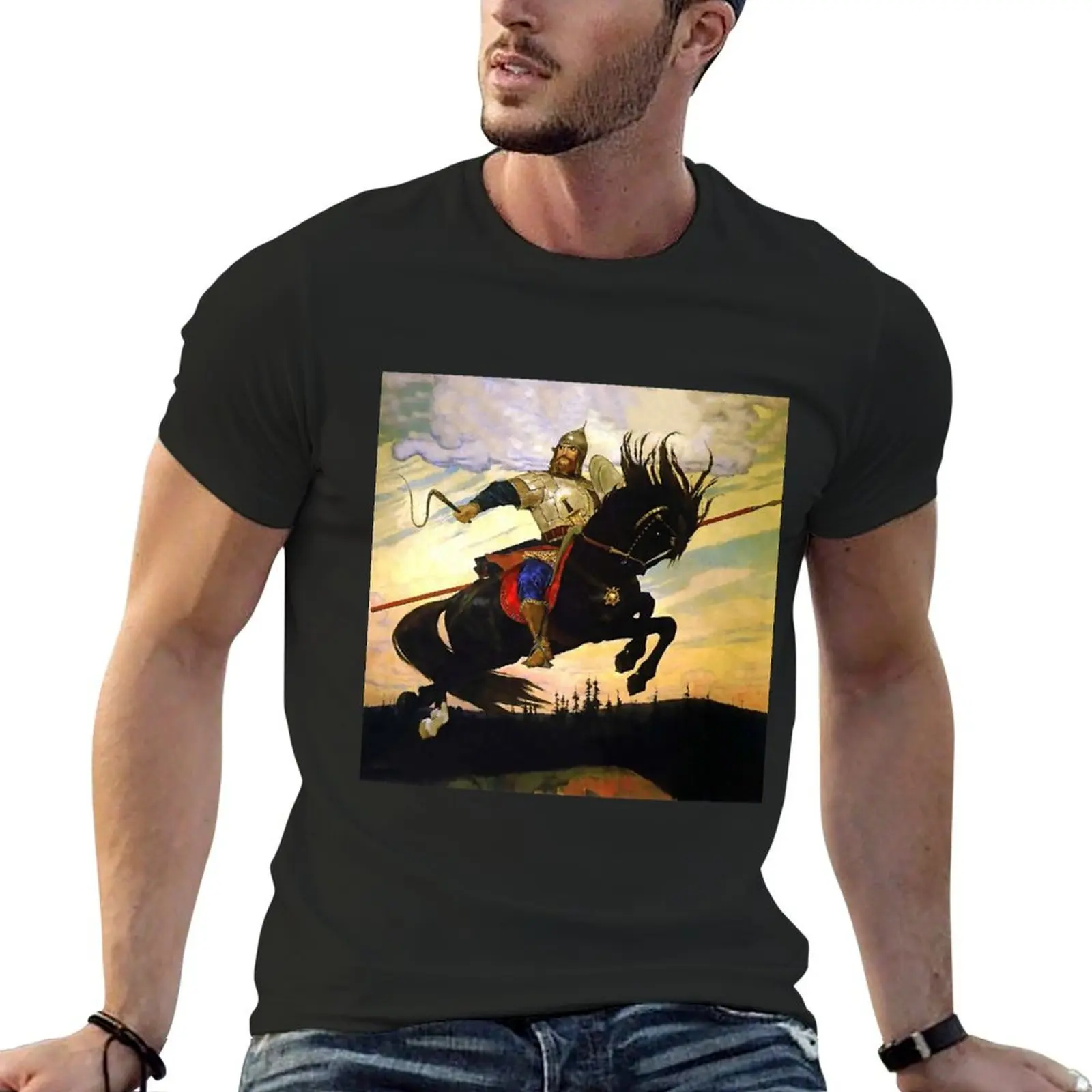 “A Mighty Leap” by Victor Vasnetsov T-Shirt graphics blacks cute tops tops cotton t shirt men