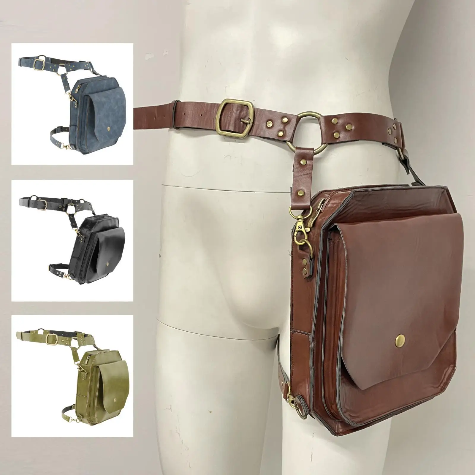 

Waist Ring Belt Pouch Medieval Artificial Leather Prop Wallet Costume Fanny Bag