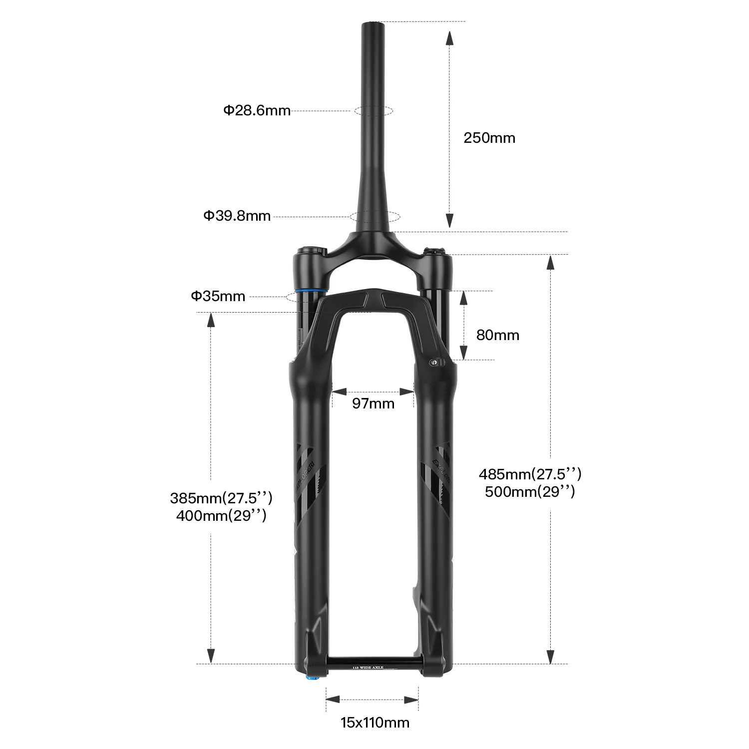 BOLANY 35mm Tube Air Fork MTB 26/27.5/29 Inch 80mm Traver Tapered