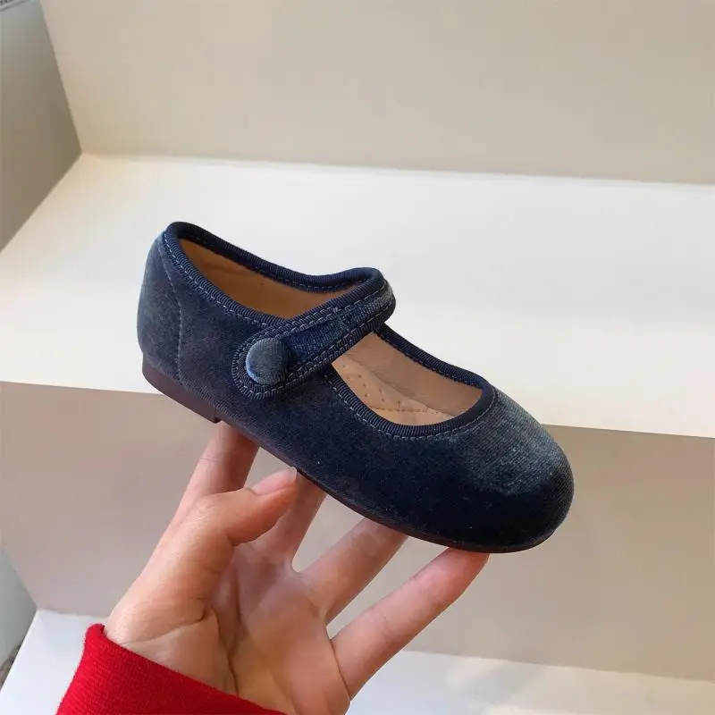 AncoBear-zapatos planos de princesa para niñas, calzado Vintage de suela blanda con parte superior de corte bajo, otoño, 2024