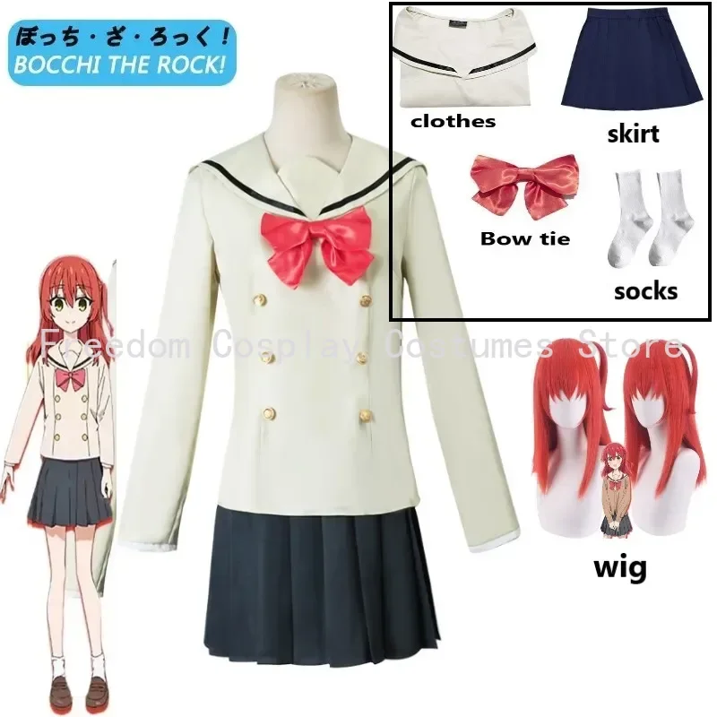 

Ikuyo Kita Cosplay Anime Bocchi The Rock Ikuyo Kita Cosplay Costume JK Uniform Red Wig Halloween Costumes Women Game