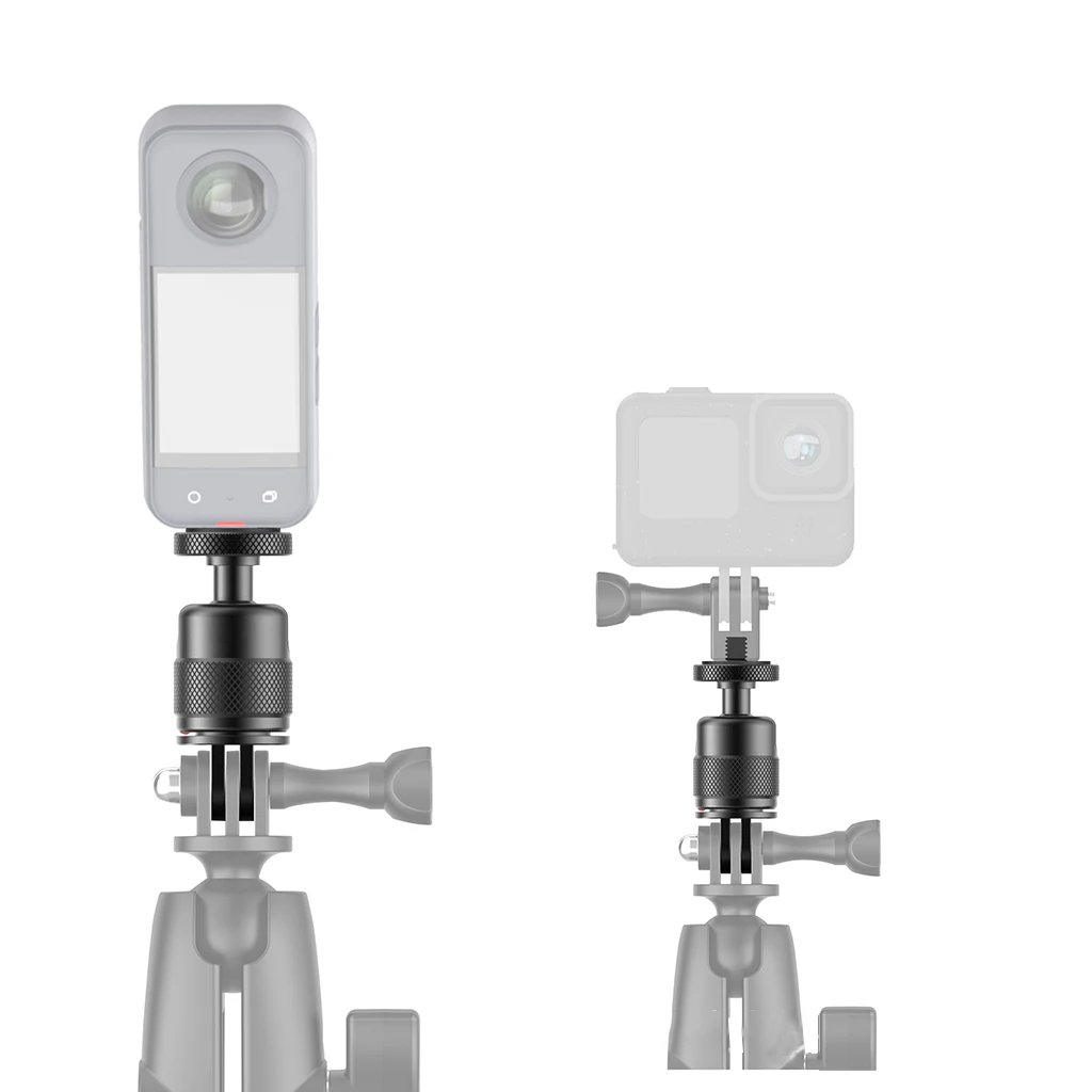 360 องศาหมุนขาตั้งกล้องอะแดปเตอร์ 1/4 "สกรู Ballhead อลูมิเนียมสําหรับ GoPro Hero 13 12 สําหรับ insta360X4 Action กล้อง