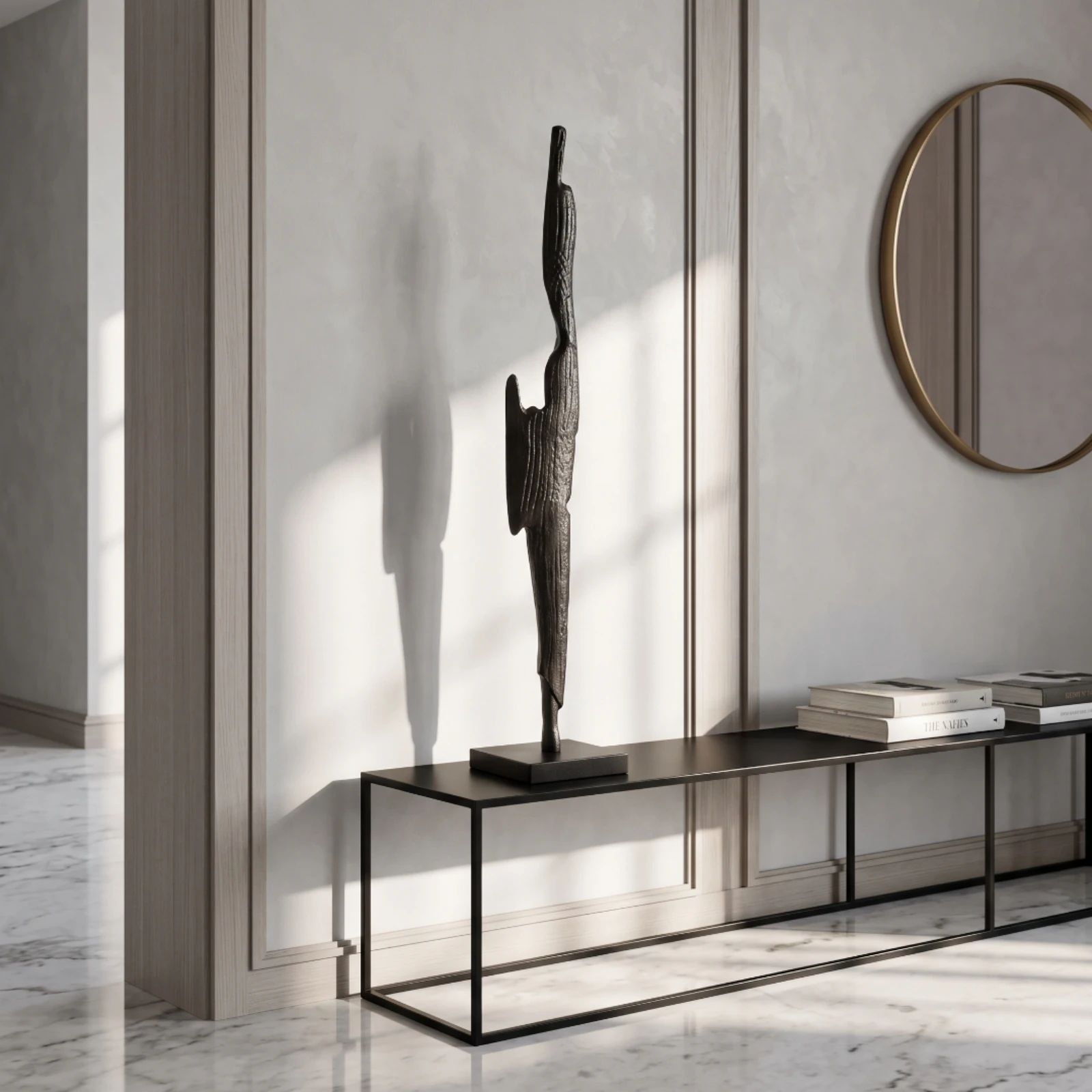 scultura-astratta-in-alluminio-texturizzato-statuetta-argentata-contemporanea-per-libreria-soggiorno