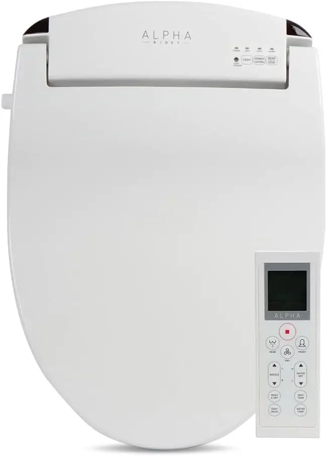 

JX Elongated Bidet Toilet Seat, White, Endless Warm Water, Rear and Front Wash, LED Light, Quiet Operation, Wireless