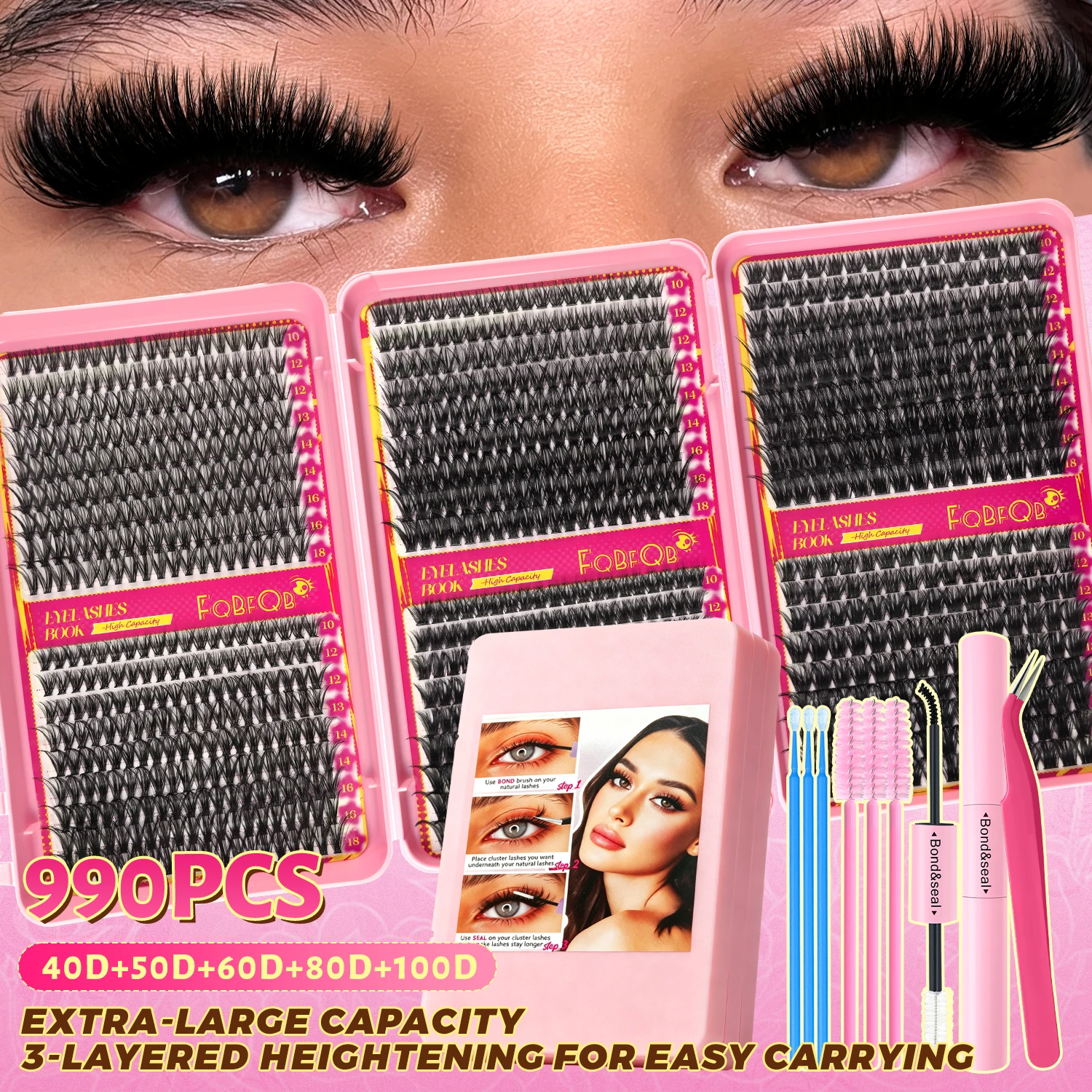 Eyelash Extension Kits - 990 Pezzi 40D‑100D Ciglia Finte a